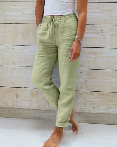 Linen-Blend Relaxed Pants