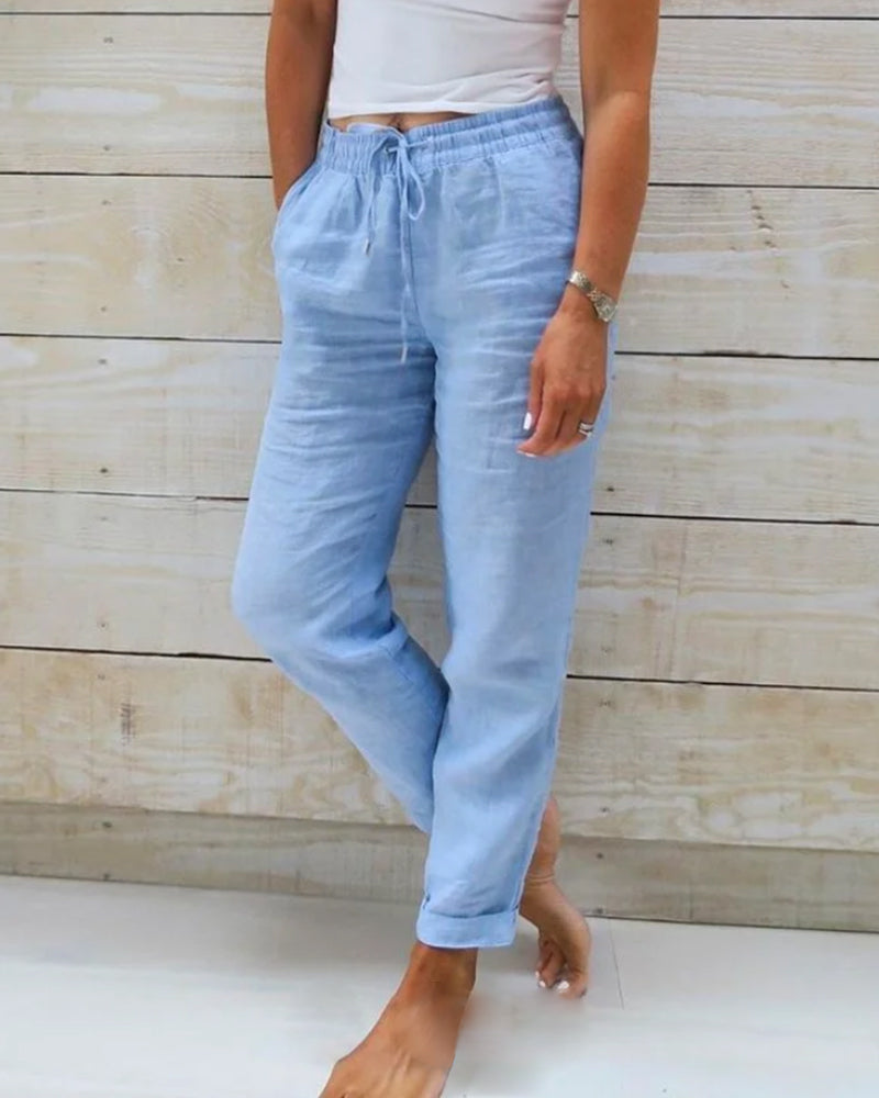 Linen-Blend Relaxed Pants
