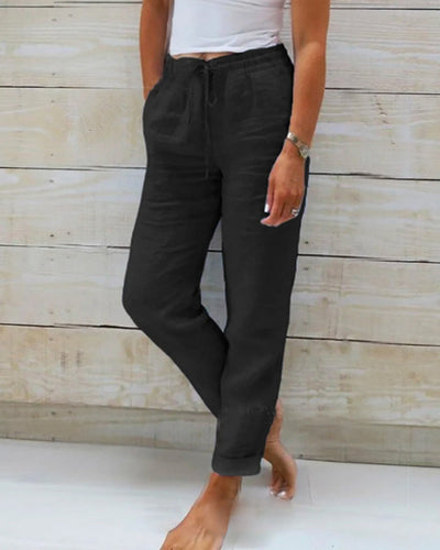 Linen-Blend Relaxed Pants