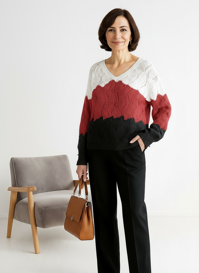 MOSS Toronto™ | Renilda - Elegant V-Neck Knitted Sweater