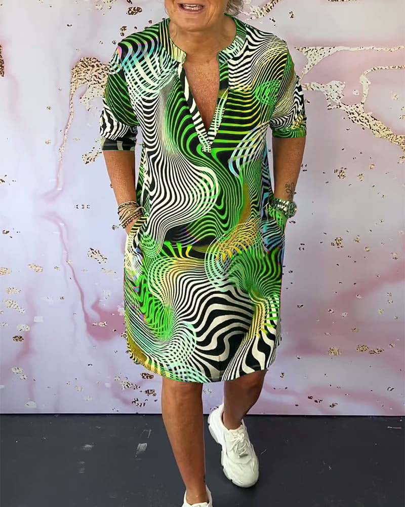 Colourful V-Neck Dress