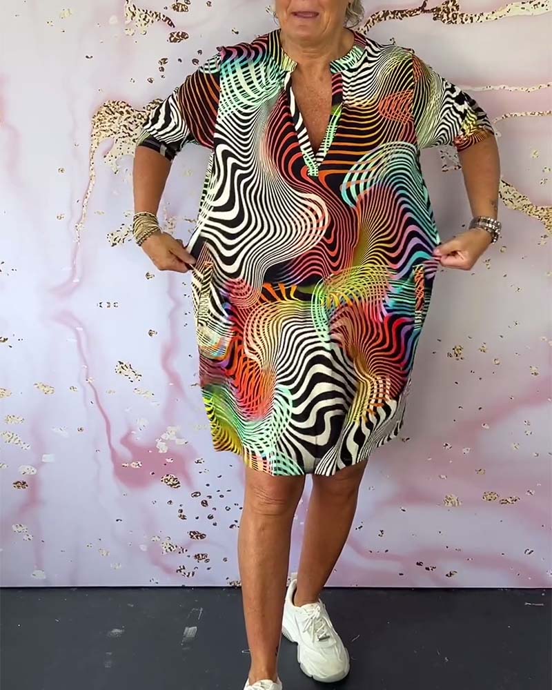 Colourful V-Neck Dress