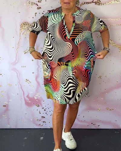 Colourful V-Neck Dress