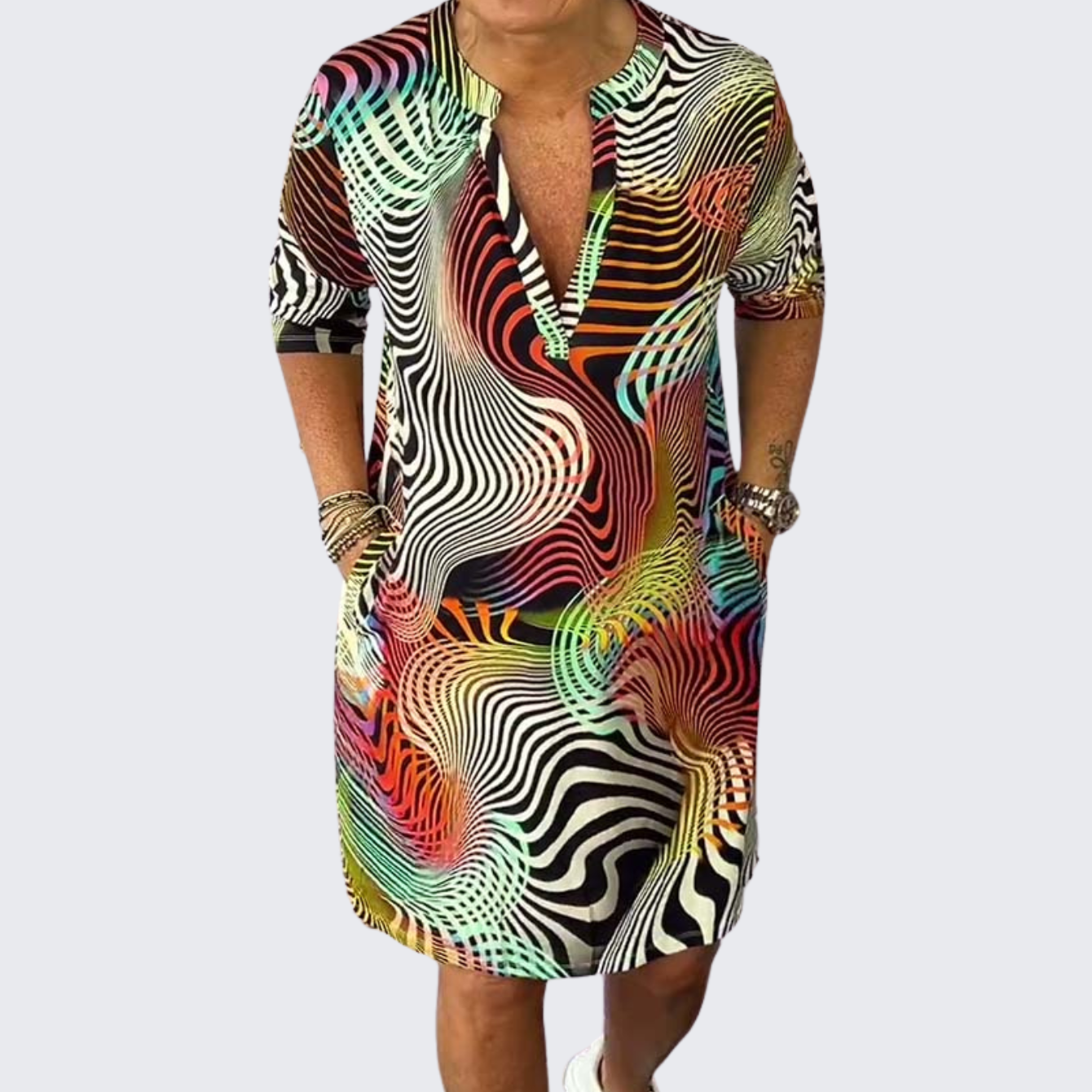 Colourful V-Neck Dress