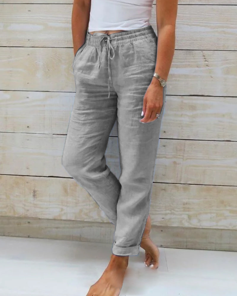 Linen-Blend Relaxed Pants