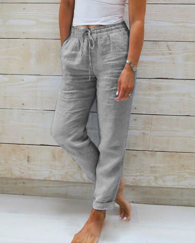 Linen-Blend Relaxed Pants