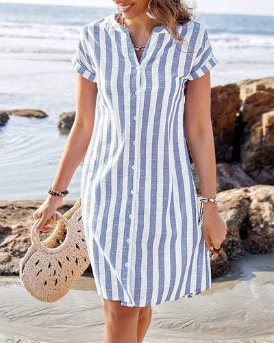 Martina™ | Elegant Striped Shirt Dress