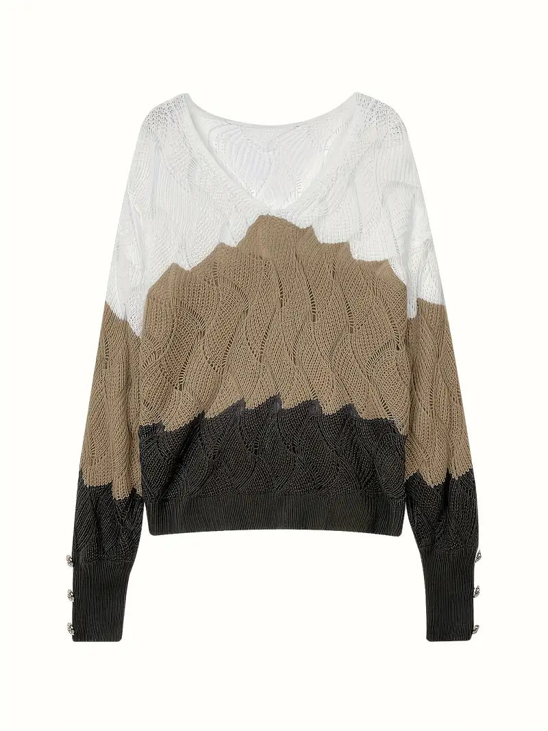 MOSS Toronto™ | Renilda - Elegant V-Neck Knitted Sweater