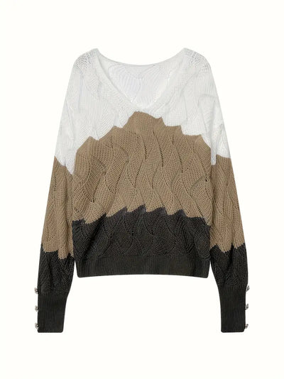 MOSS Toronto™ | Renilda - Elegant V-Neck Knitted Sweater