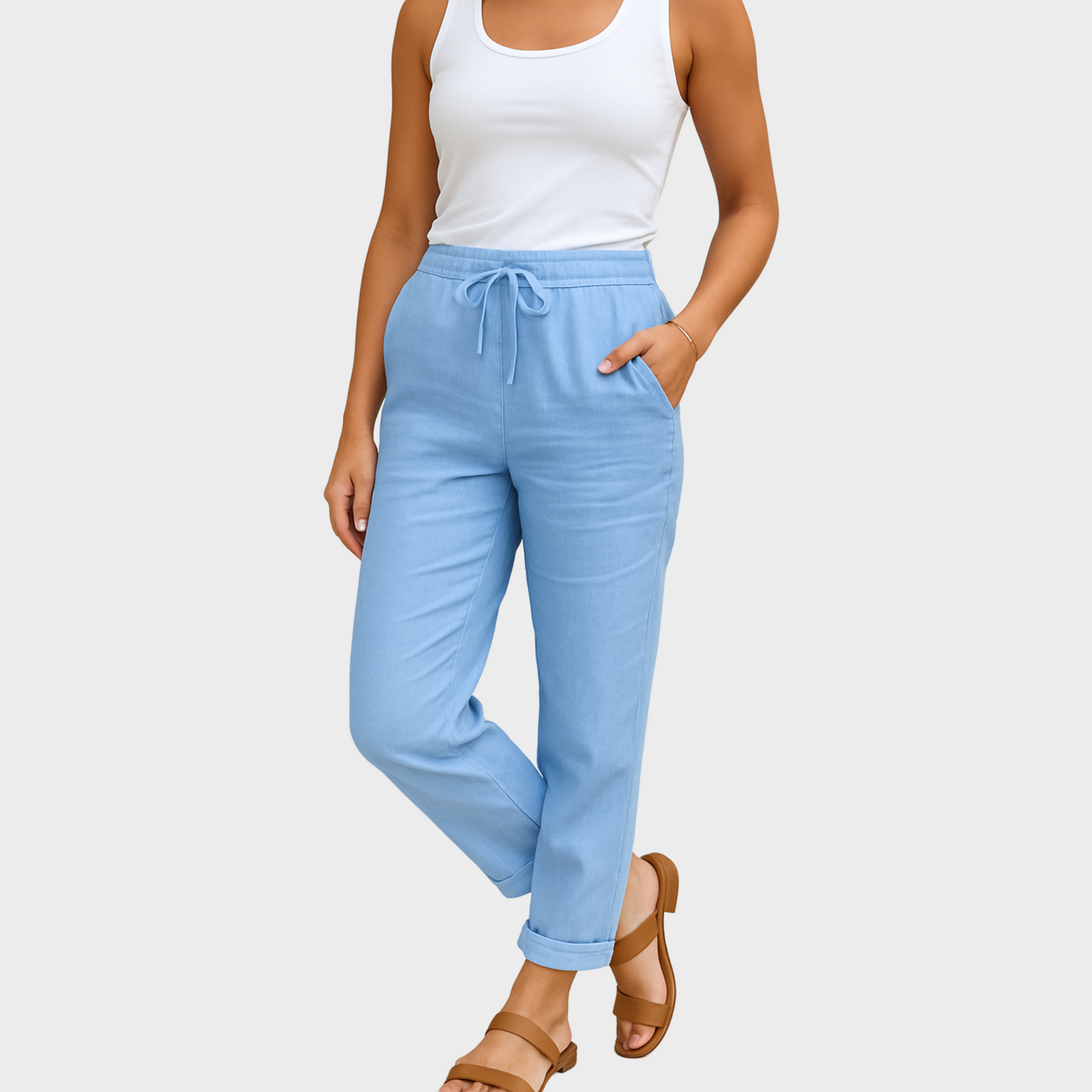 Linen-Blend Relaxed Pants