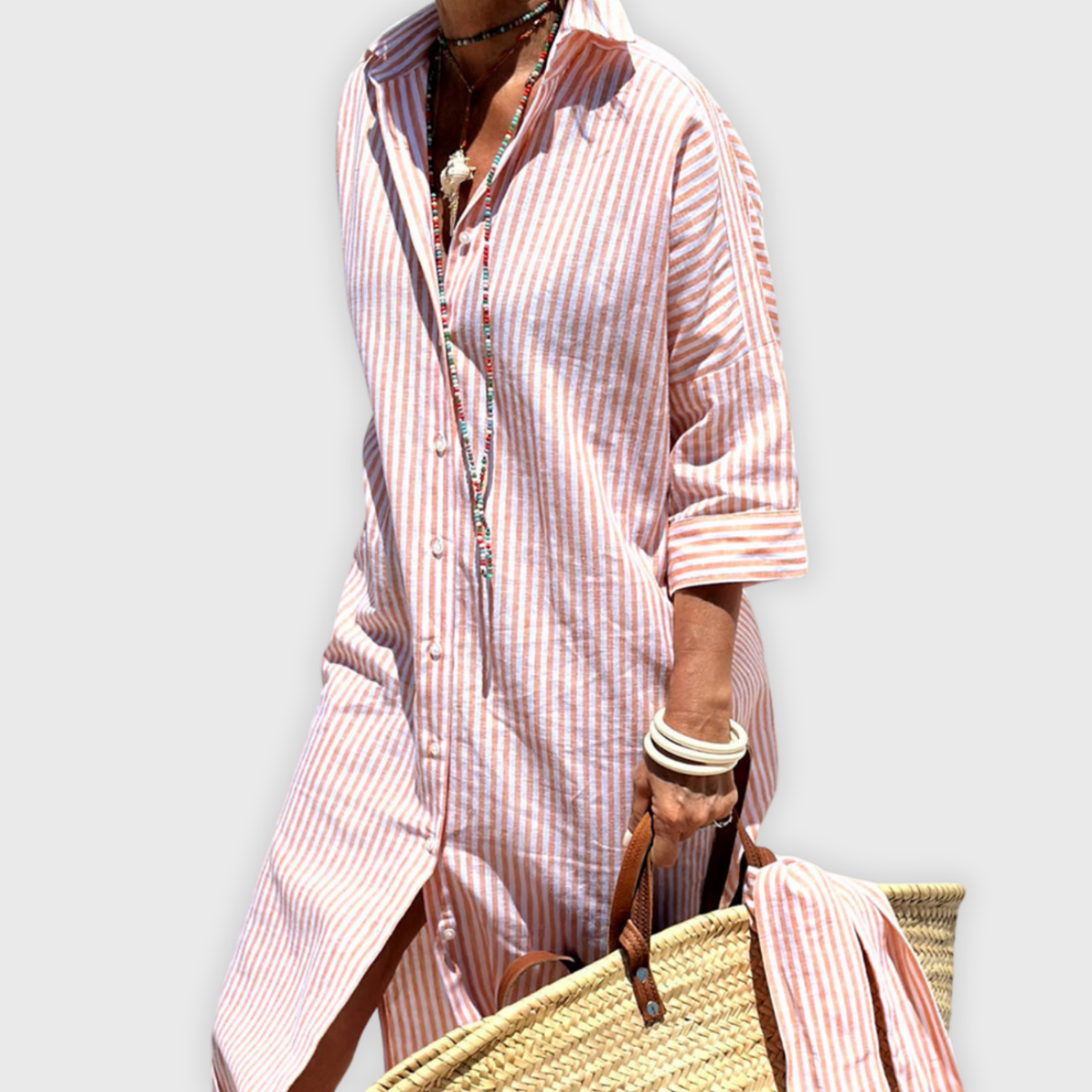 Elegant Striped Shirt Dress