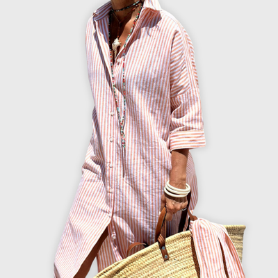 Elegant Striped Shirt Dress