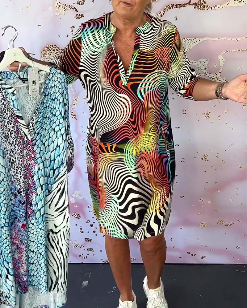 Colourful V-Neck Dress