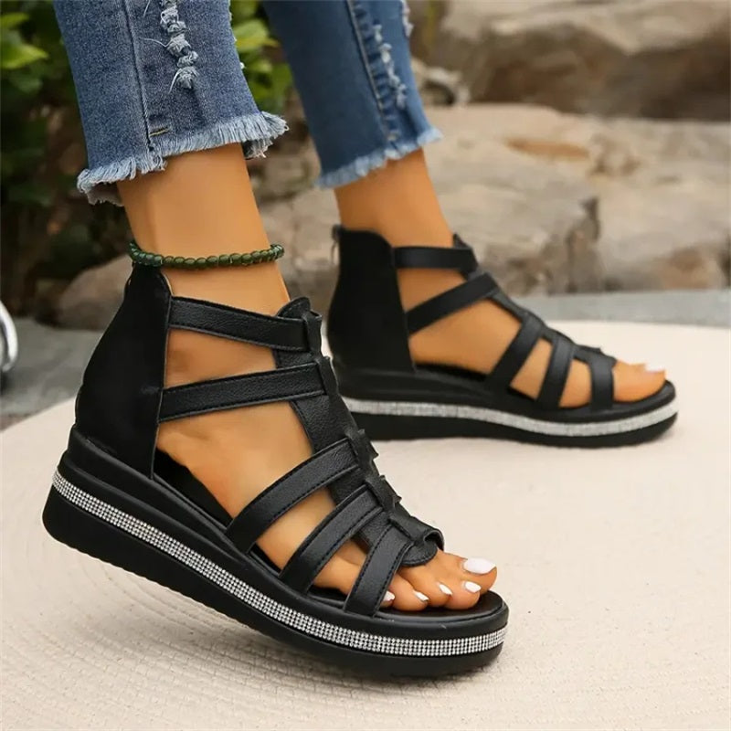 Moss Toronto | Rhinestone Wedge Sandals