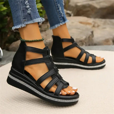 Moss Toronto | Rhinestone Wedge Sandals