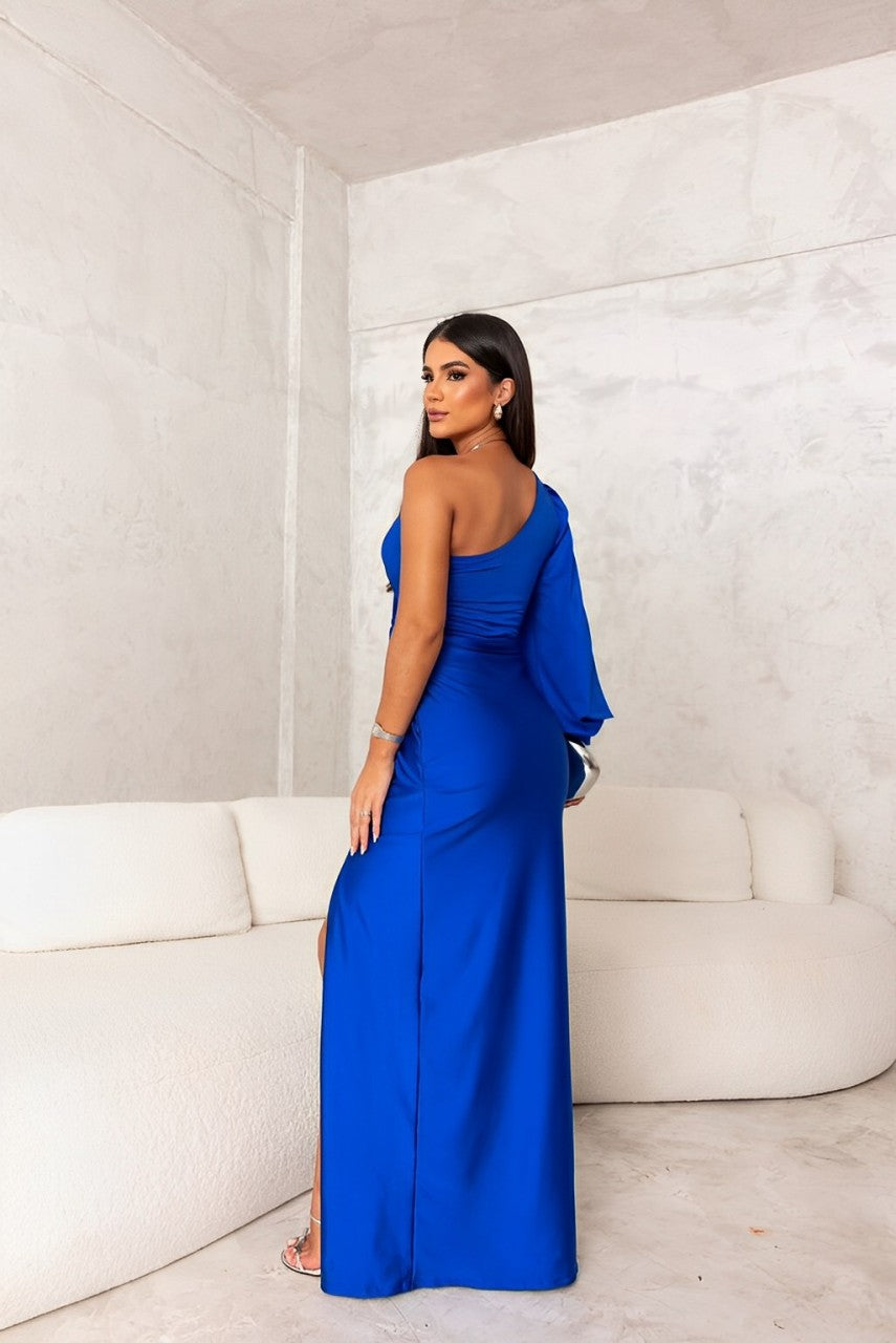 One-Shoulder Satin Evening Dress